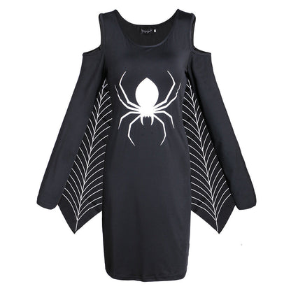 Women's Halloween Spider Web Witch Costume Dress Plus Size - Fun Party Outfit