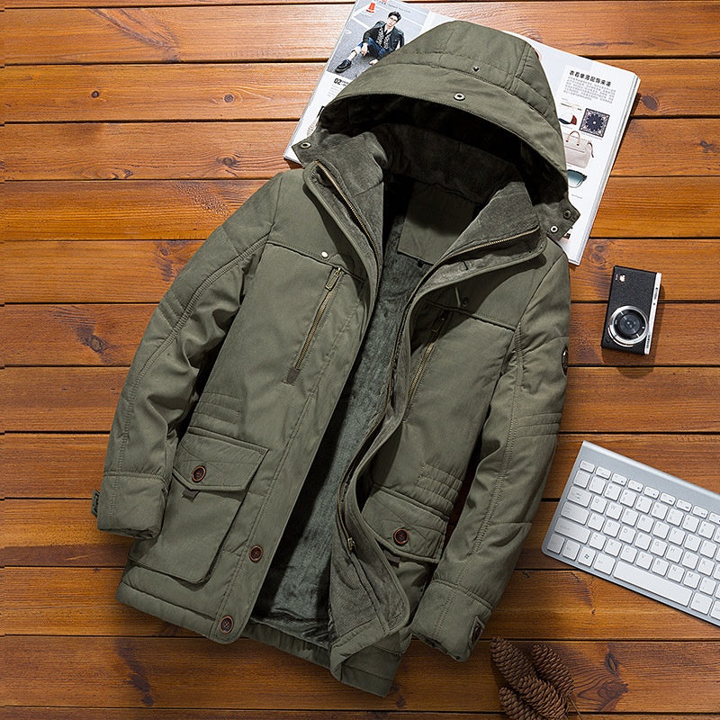 Walter – Thick Cotton Jacket with Hood and Pockets