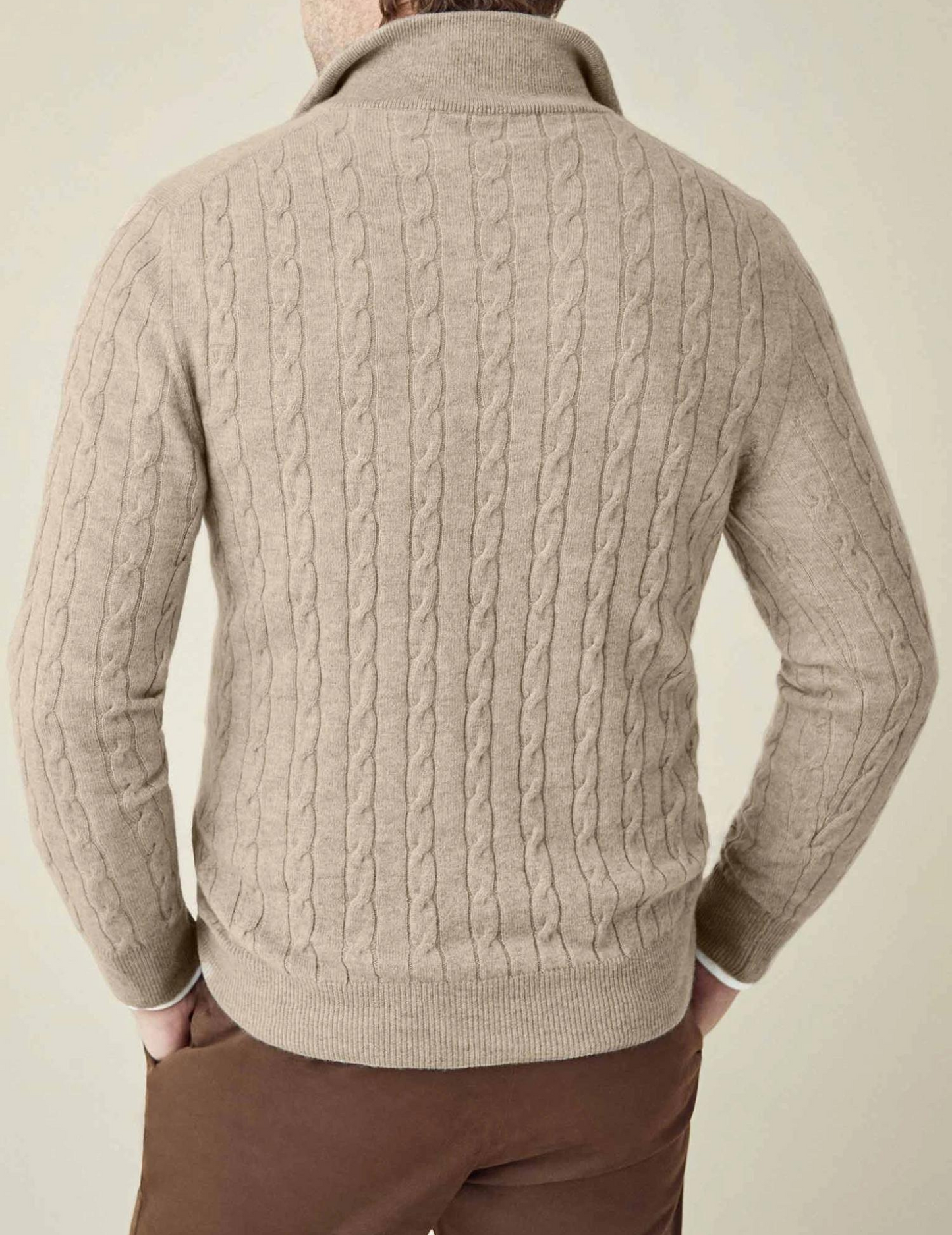 Men's Cable-Knit Quarter-Zip Sweater Classic Business Casual Pullover