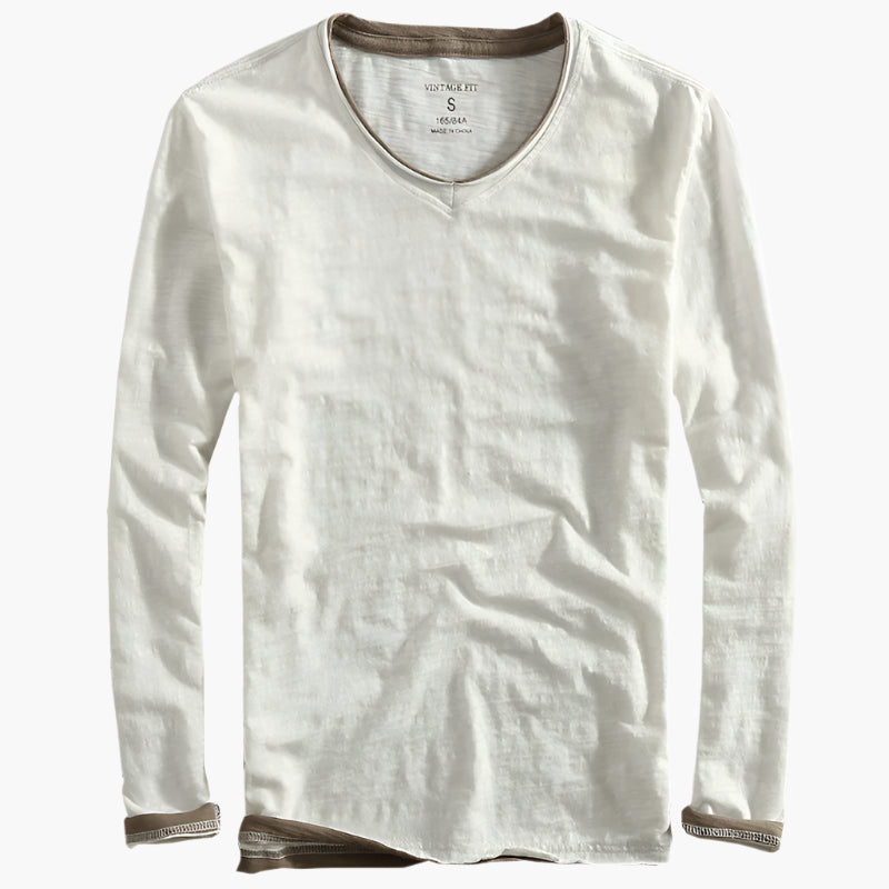 Men's Layered Look Long Sleeve V-Neck Casual Shirt – Smart-Casual Style