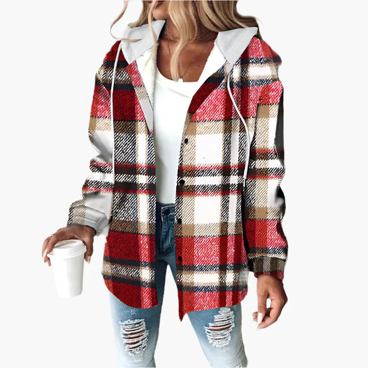 Women's Plaid Hooded Casual Jacket – Cozy Autumn Shacket for Everyday Style