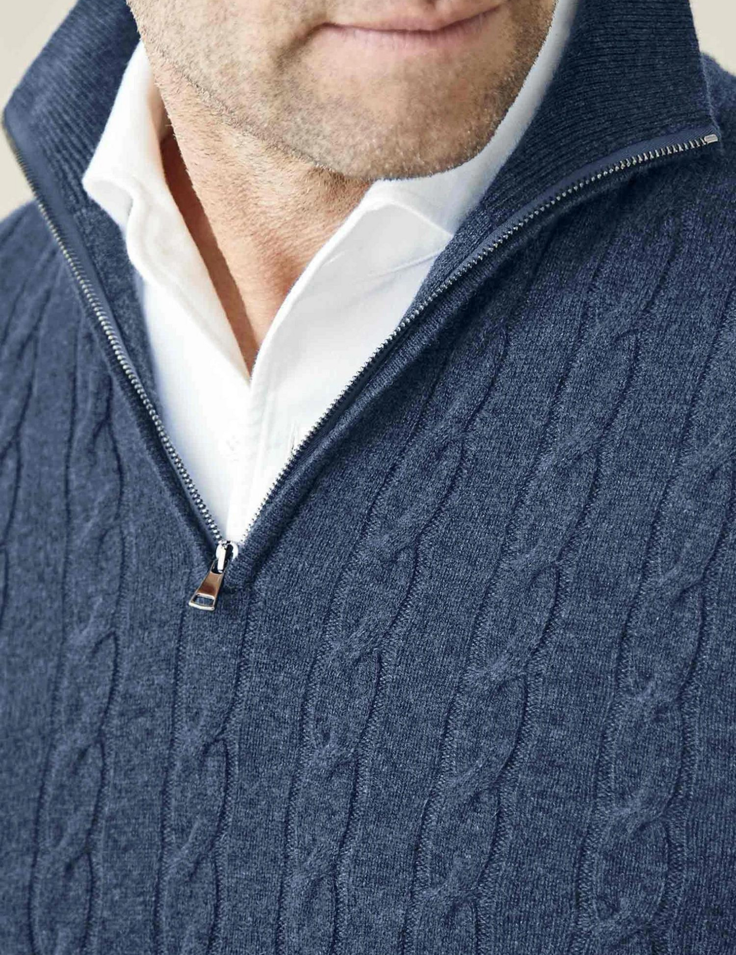 Men's Cable-Knit Quarter-Zip Sweater Classic Business Casual Pullover
