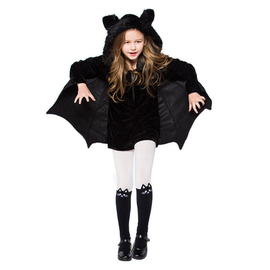 Kids' Halloween Bat Costume Cape with Hood – Unisex Halloween Dress Up Outfit