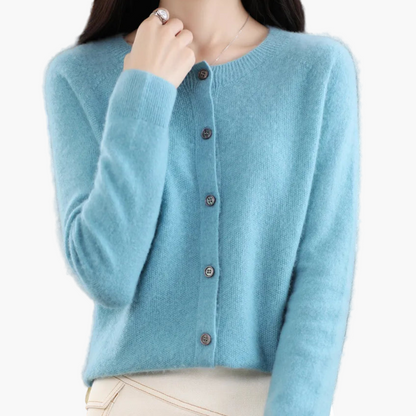 Women's Classic O-Neck Button-Down Cardigan Sweater – Elegant Everyday Layer