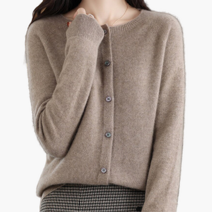 Women's Classic O-Neck Button-Down Cardigan Sweater – Elegant Everyday Layer