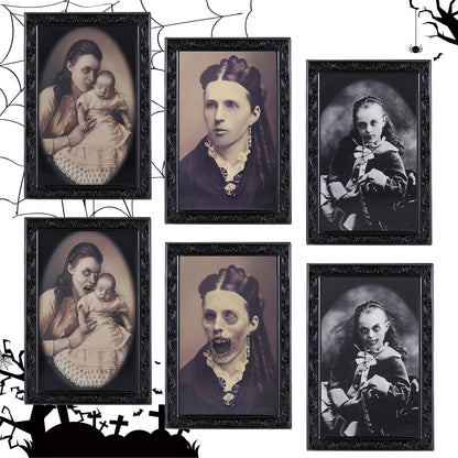 Halloween Haunted Angle-Changing Portraits – 3D Lenticular Spooky Wall Art Set