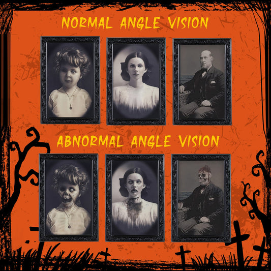 Halloween Haunted Angle-Changing Portraits – 3D Lenticular Spooky Wall Art Set