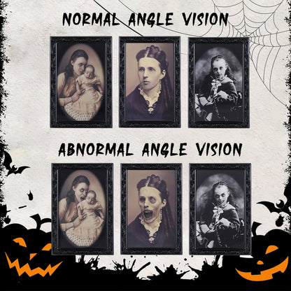 Halloween Haunted Angle-Changing Portraits – 3D Lenticular Spooky Wall Art Set