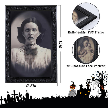 Halloween Haunted Angle-Changing Portraits – 3D Lenticular Spooky Wall Art Set
