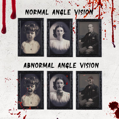 Halloween Haunted Angle-Changing Portraits – 3D Lenticular Spooky Wall Art Set