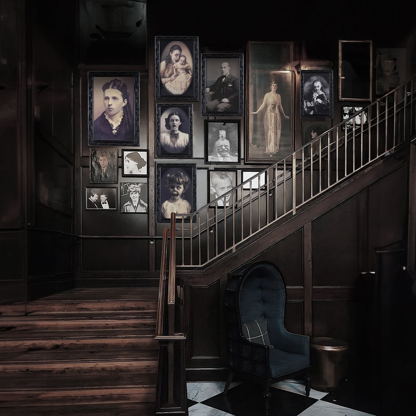 Halloween Haunted Angle-Changing Portraits – 3D Lenticular Spooky Wall Art Set