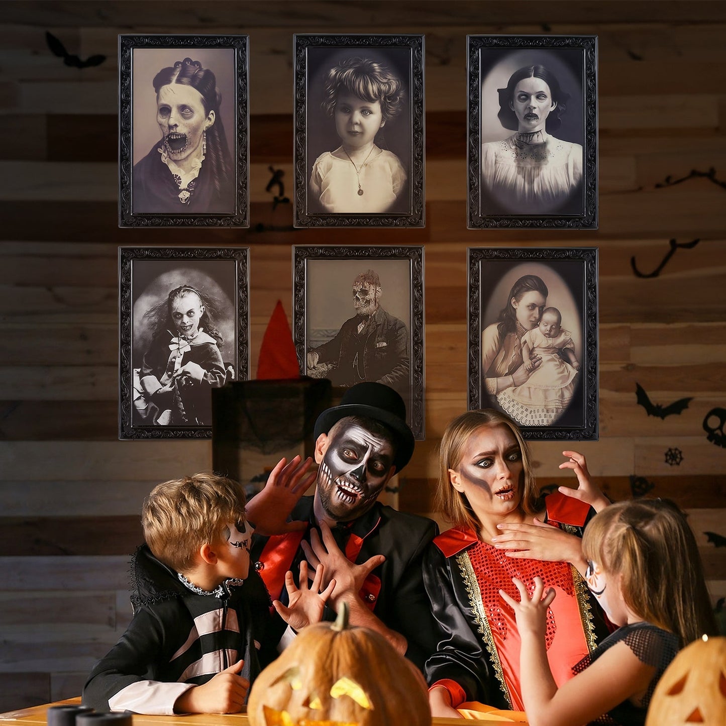 Halloween Haunted Angle-Changing Portraits – 3D Lenticular Spooky Wall Art Set