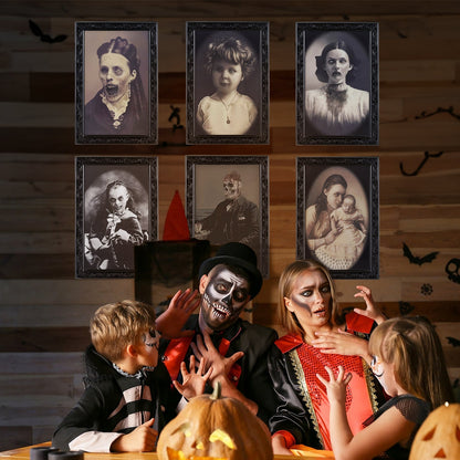 Halloween Haunted Angle-Changing Portraits – 3D Lenticular Spooky Wall Art Set