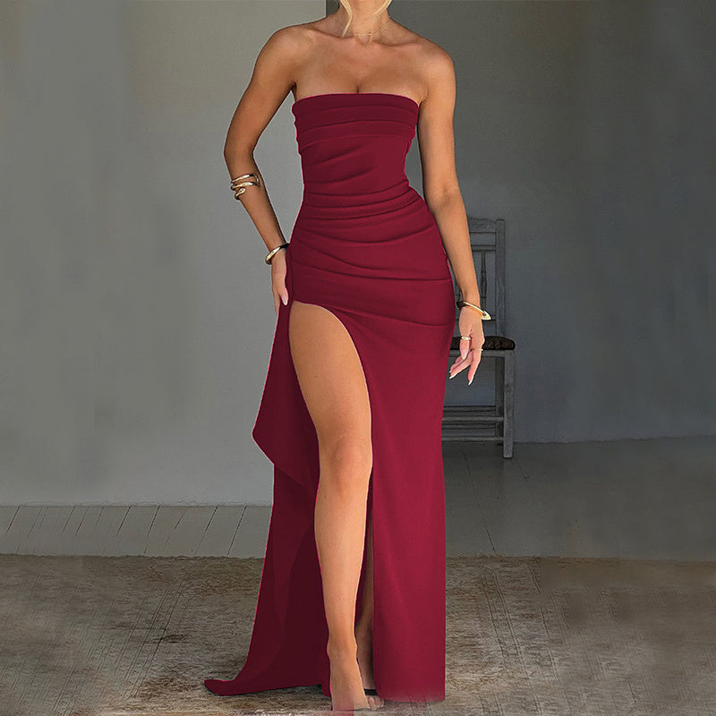 Sophie – Strapless Pleated Long Dress