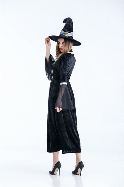 Women's Halloween Witch Costume Dress and Hat Set – Adult Party Outfit