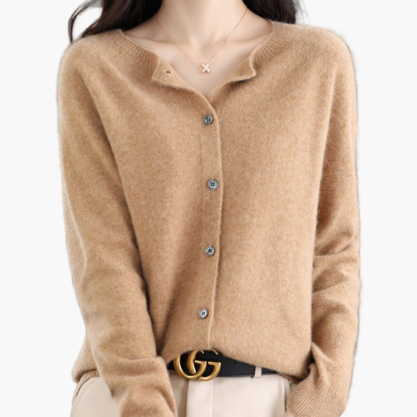 Women's Classic O-Neck Button-Down Cardigan Sweater – Elegant Everyday Layer
