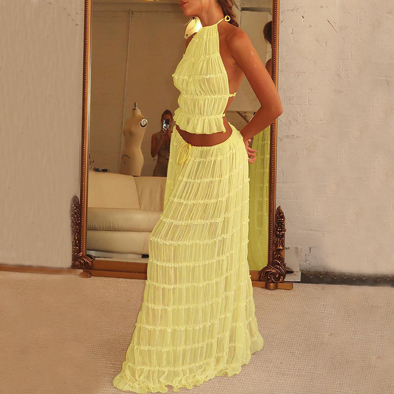 Amelia – Elegant Sleeveless Halter Dress Set