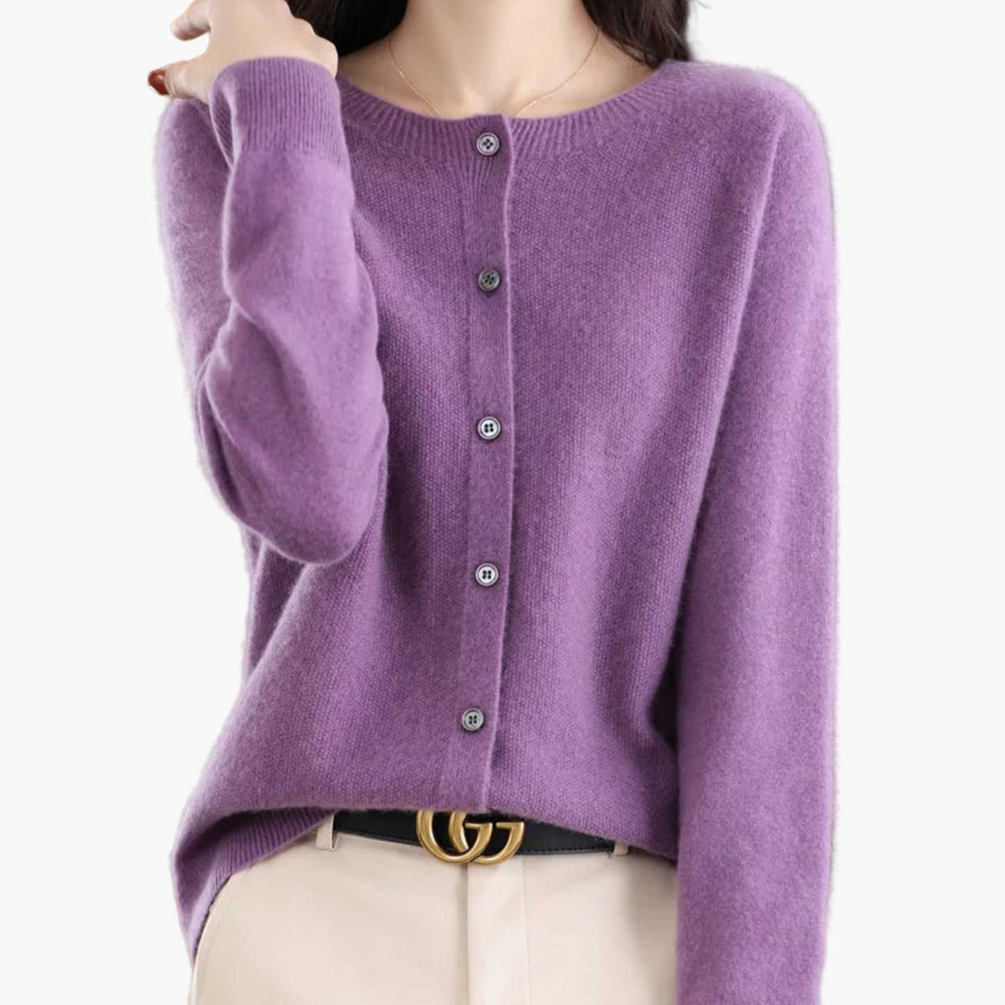 Women's Classic O-Neck Button-Down Cardigan Sweater – Elegant Everyday Layer