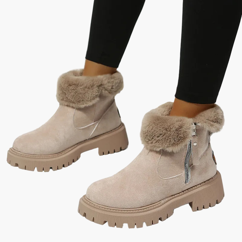 Women's Winter Ankle Boots with Faux Fur Lining and Chunky Sole – Stylish & Warm Outdoor Fashion