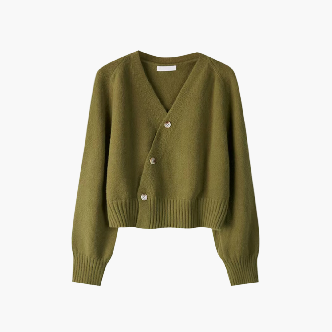 Women's V-Neck Skew Button Cardigan Modern Casual Style