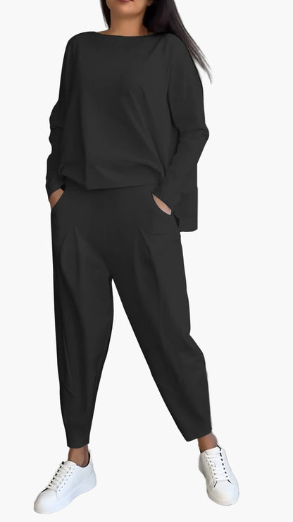Women's Relaxed Fit Two-Piece Loungewear Set – Casual Cozy Lounge and Street Style Outfit