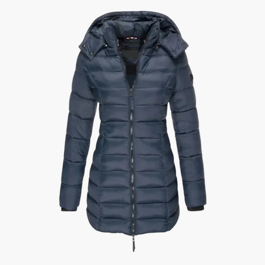 Women's Quilted Winter Parka – Elegant Long Puffer Coat for Cold Weather