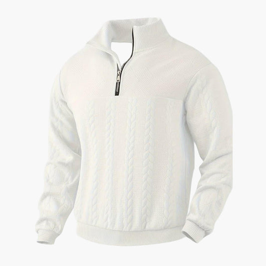 Men's Classic Half-Zip Cable Knit Pullover Sweater, Stylish and Warm for Everyday Wear