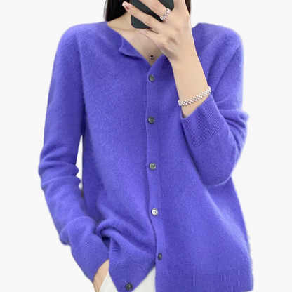 Women's Classic O-Neck Button-Down Cardigan Sweater – Elegant Everyday Layer
