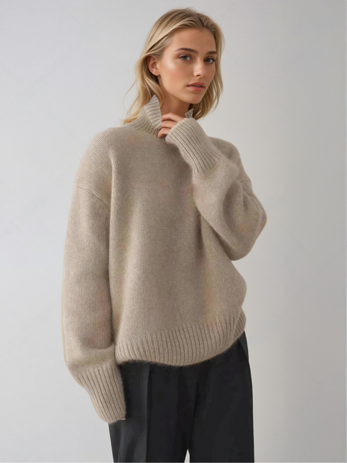 Women's Modern Turtleneck Wool Sweater - Relaxed Korean Style Pullover for Fall & Winter