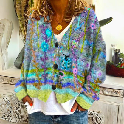 Women's Artistic Knit Cardigan Sweater – Boho Chic Style for Cozy Everyday Looks