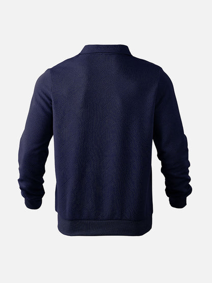 Men's Smart-Casual Half-Zip Pullover Sweater – Modern Patterned Knit for Versatile Everyday Wear