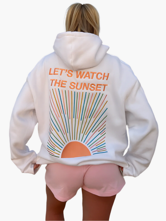 Women's Oversized Hoodie Let's Watch the Sunset Graphic Casual Pullover