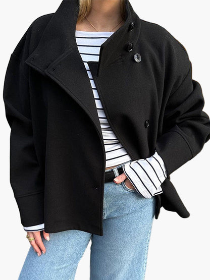 Women's Double-Breasted Short Coat Modern Elegant Style