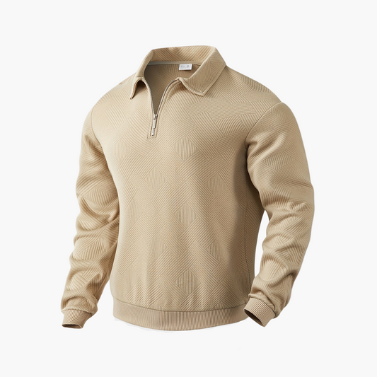 Men's Geometric Quarter-Zip Knit Sweater – Vintage-Inspired Casual Pullover