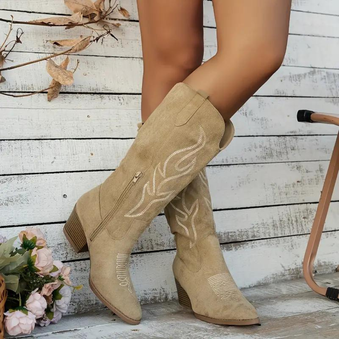Women's Western Knee-High Cowboy Boots Fashion Casual Style