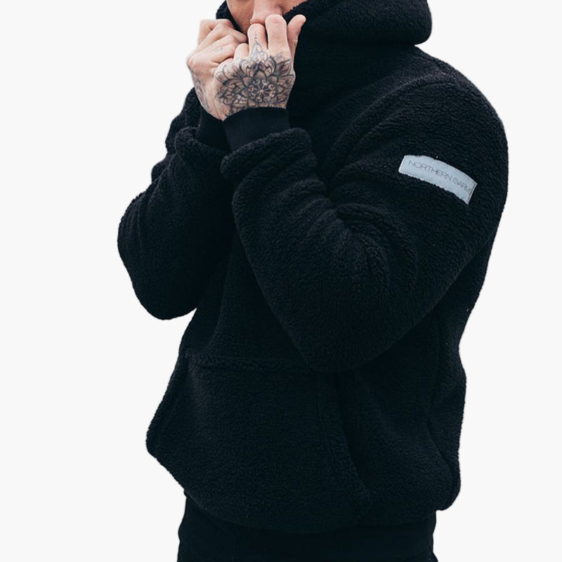 Men's Plush Fleece Hoodie – Cozy Pullover for Everyday Comfort and Style