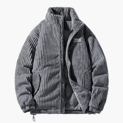 Men's Corduroy Puffer Jacket – Casual Winter Stand Collar Outerwear