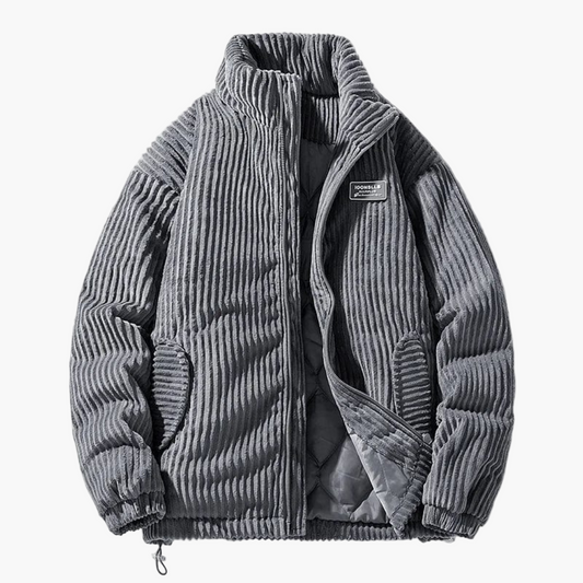 Men's Corduroy Puffer Jacket – Casual Winter Stand Collar Outerwear