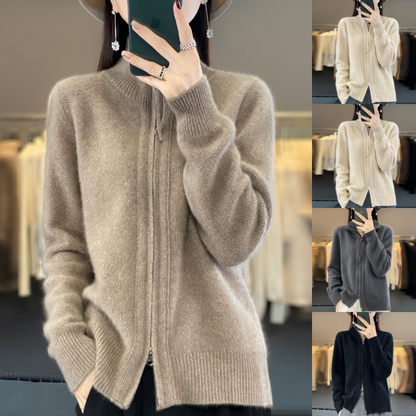 Women's Classic Zip-Up Cardigan Sweater – Elegant Everyday Layer