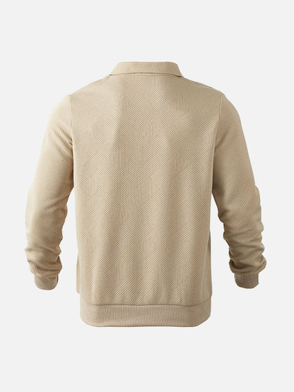 Men's Smart-Casual Half-Zip Pullover Sweater – Modern Patterned Knit for Versatile Everyday Wear