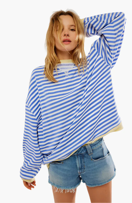 Women's Oversized Striped Fall Sweater – Casual Relaxed Fit Pullover for Layering and Everyday Comfort