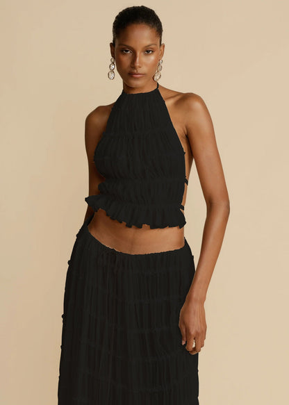 Amelia – Elegant Sleeveless Halter Dress Set