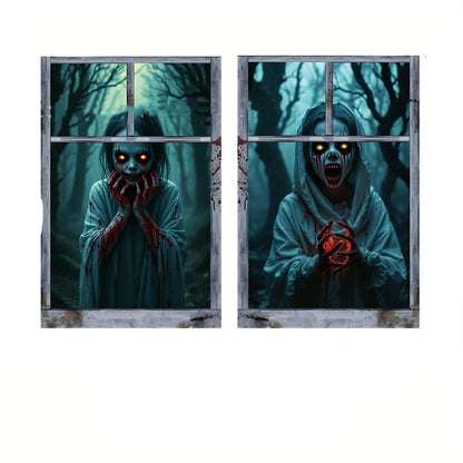 Halloween Scary Nun Window Decoration – Spooky Party Prop for Haunted House & Trick-or-Treat