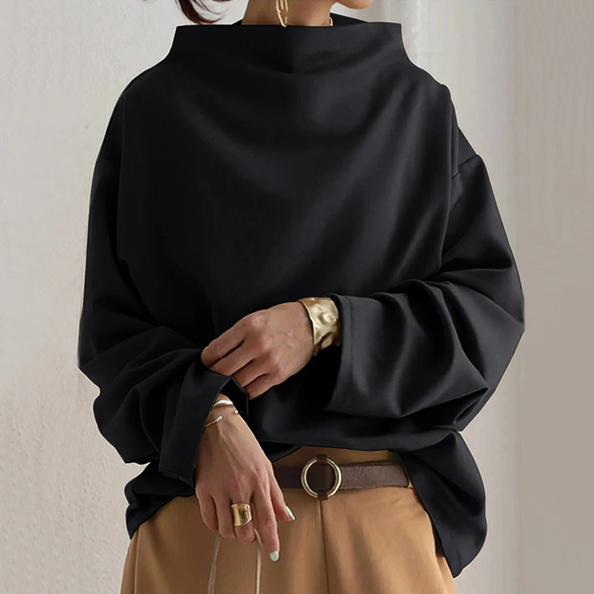 Women's Oversized Long Sleeve Pullover Adria - Casual Elegant Sweater for Everyday and Formal Wear