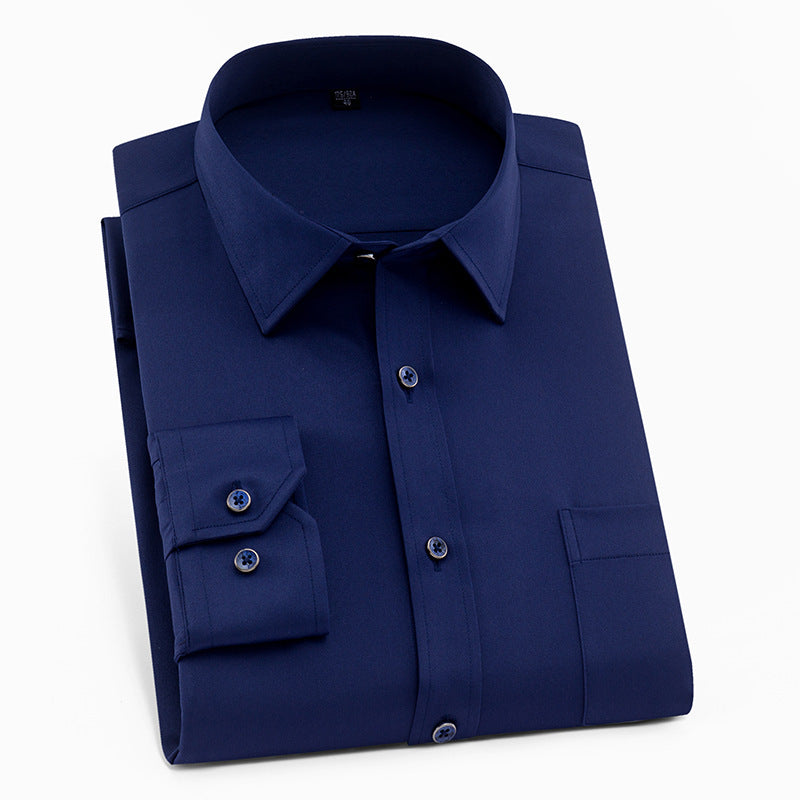 Nigel – Men's Solid Color Square Collar Long-sleeved Shirt