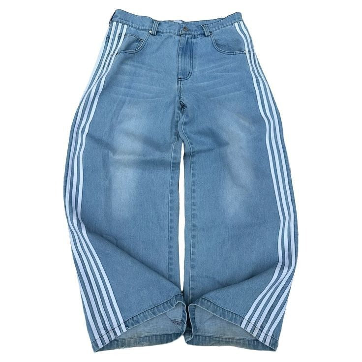Scott – Vintage Stripe Stitching Embroidered Jeans