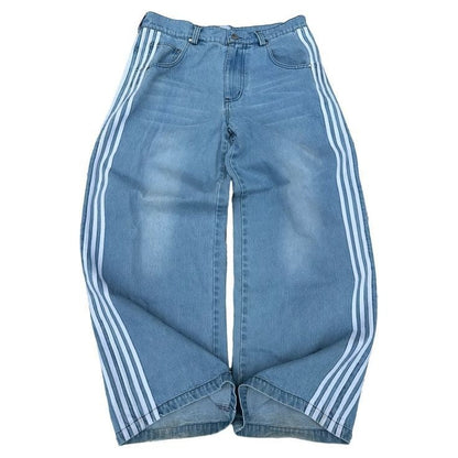 Scott – Vintage Stripe Stitching Embroidered Jeans
