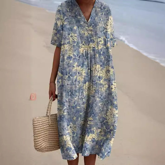 Christina – Comfortable Loose Printed Long Dress