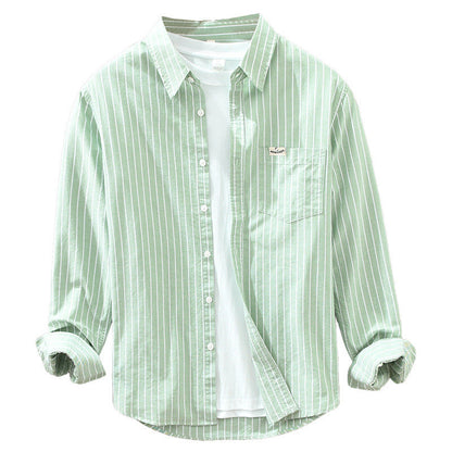Men’s Casual Striped Long Sleeve Shirt with Classic Button-Down Design
