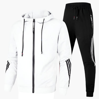 Men's Athletic Two-Piece Tracksuit Set – Sporty Hooded Jacket & Jogger Pants for Casual and Active Wear